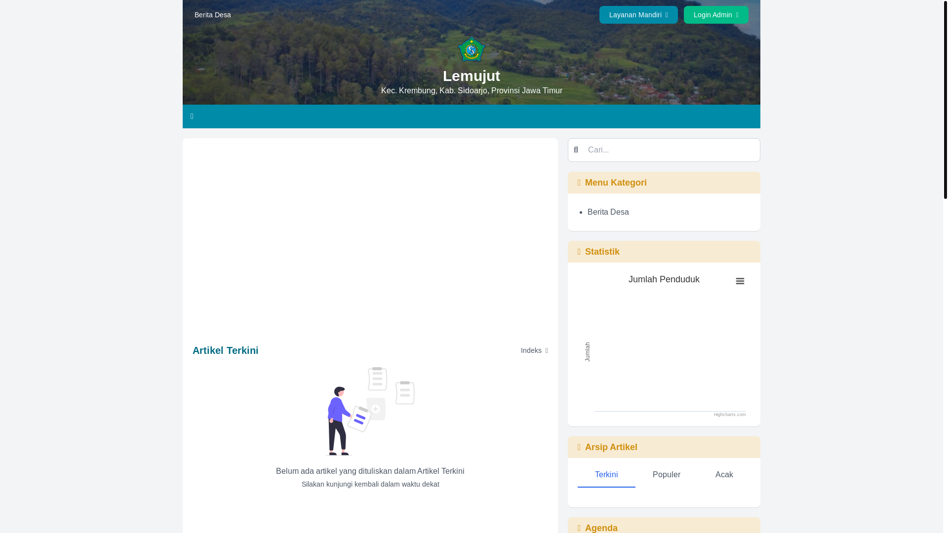 website screenshot of https://lemujut-krembung.desa.id/