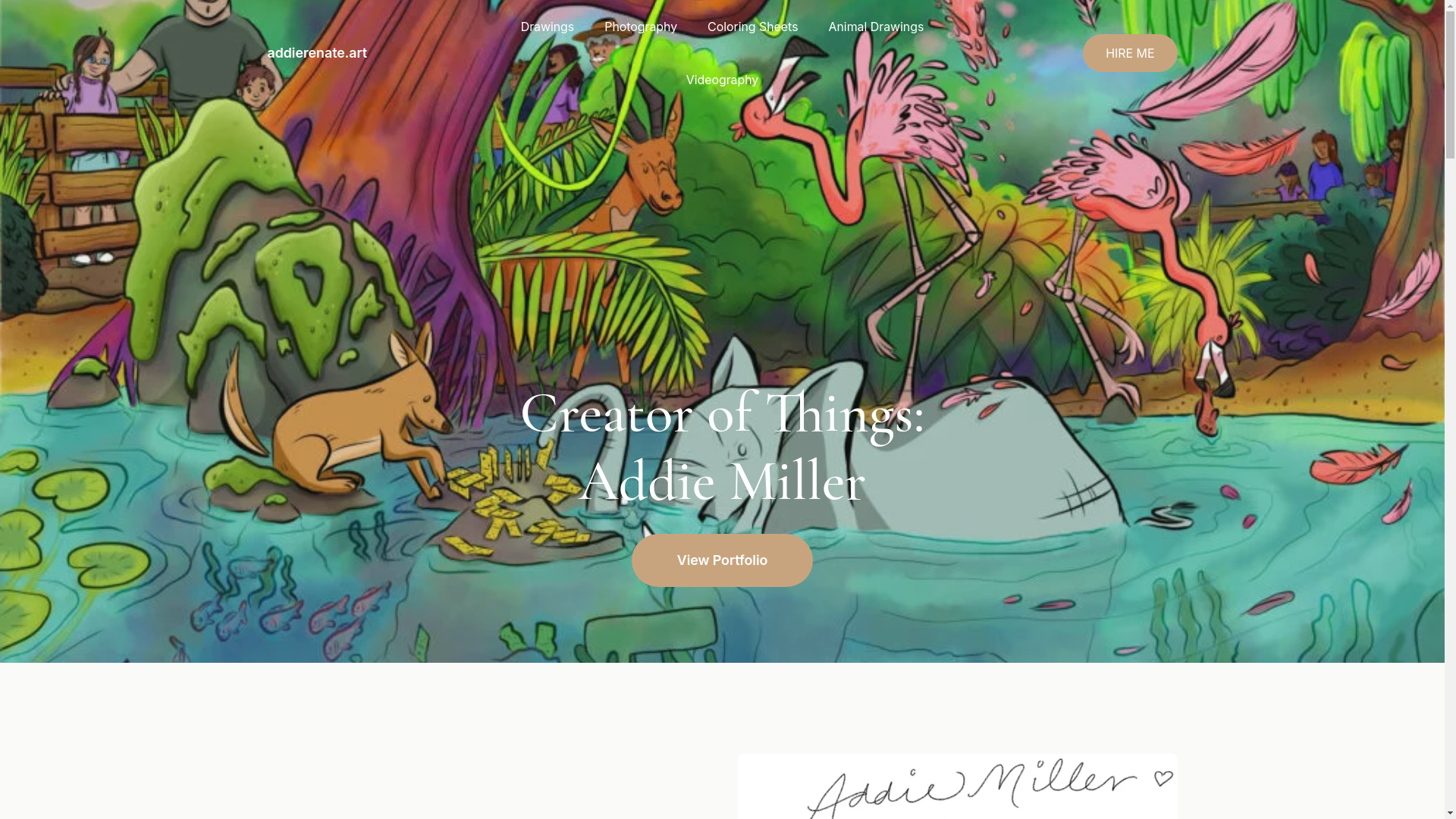 website screenshot of https://addierenate.art/