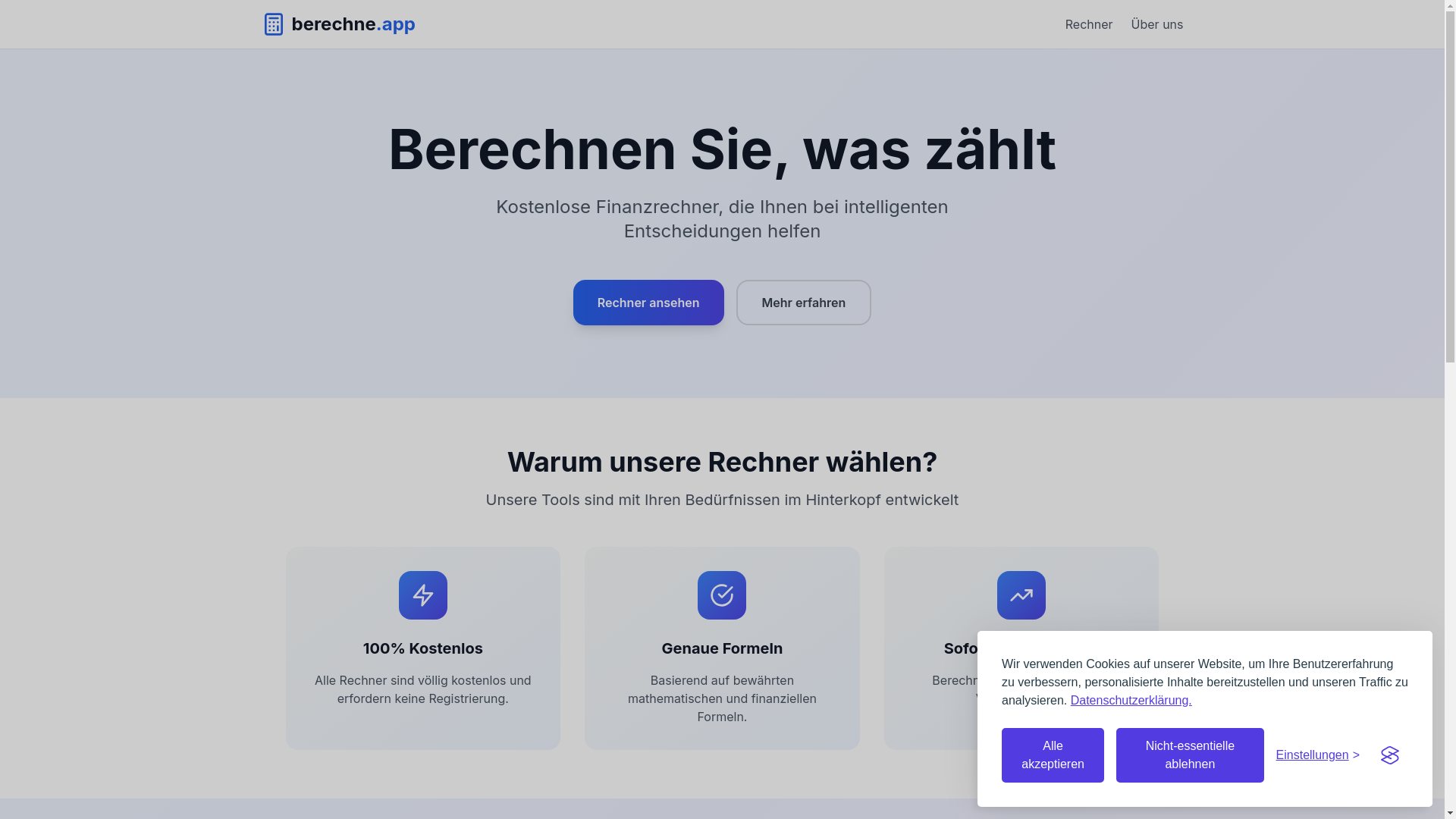 website screenshot of https://berechneapp.pages.dev/