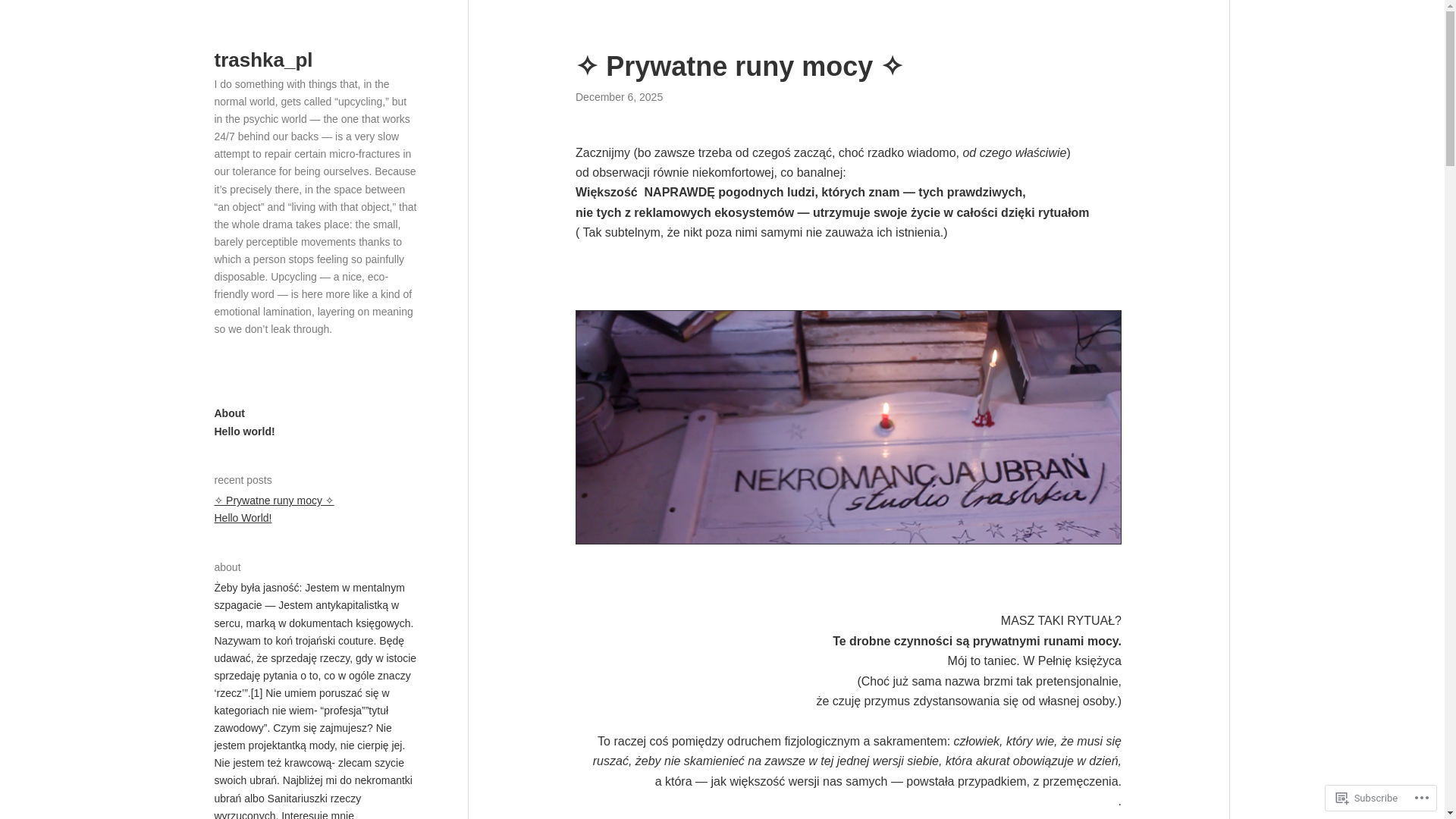 website screenshot of https://trashkapl.blog/