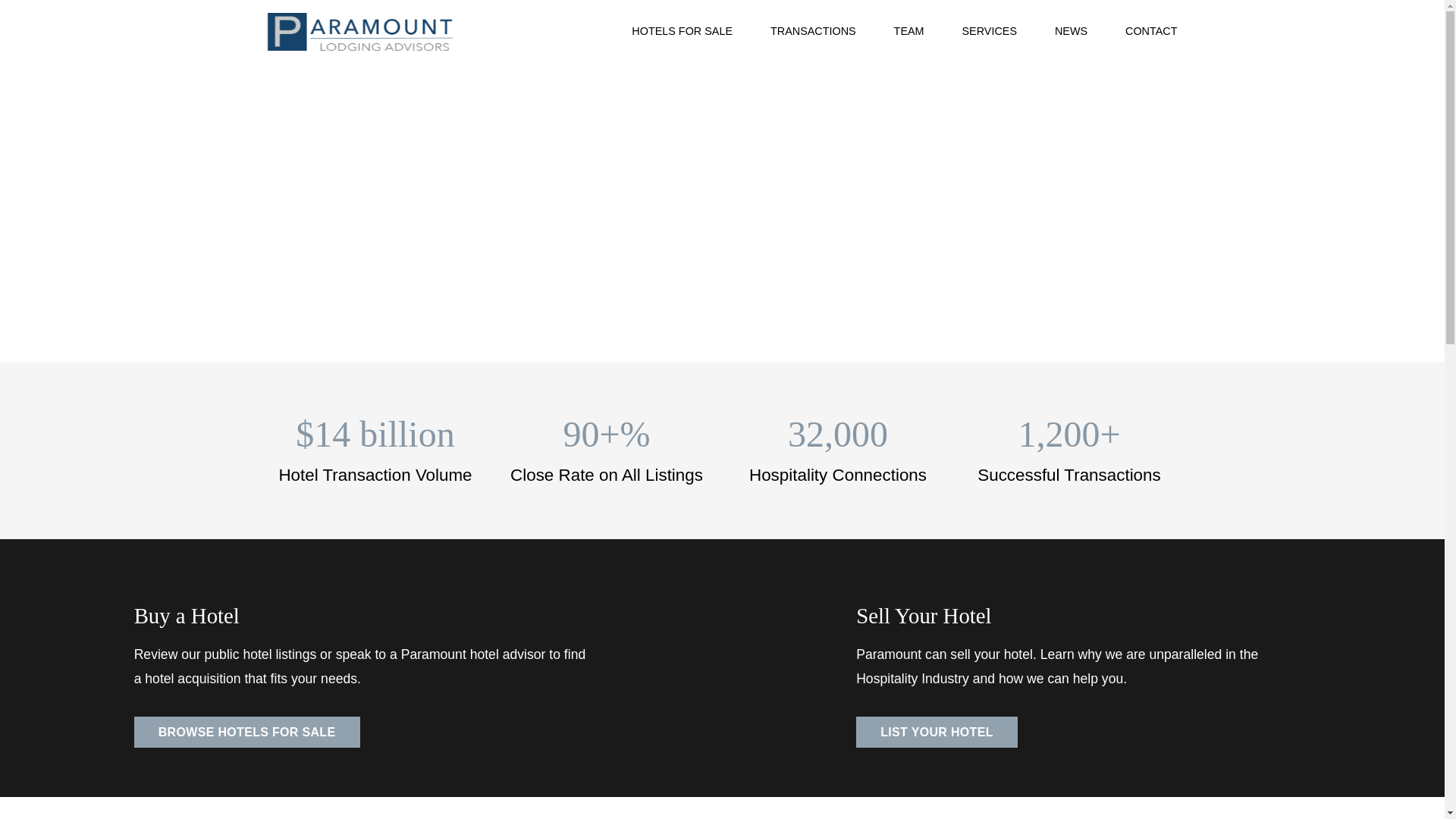 website screenshot of http://paramountlodging.com/