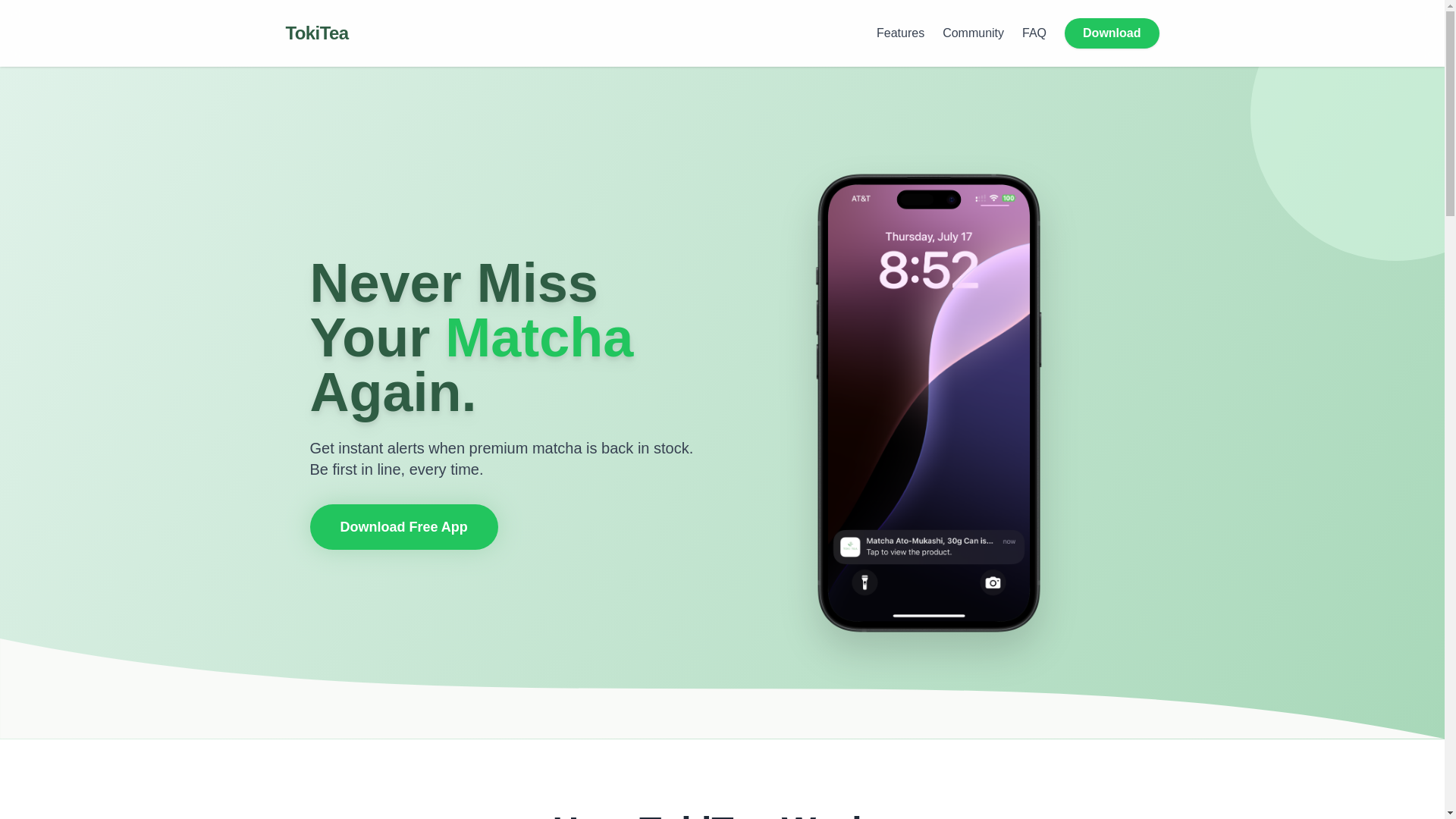 website screenshot of https://tokiteaapp.pages.dev/