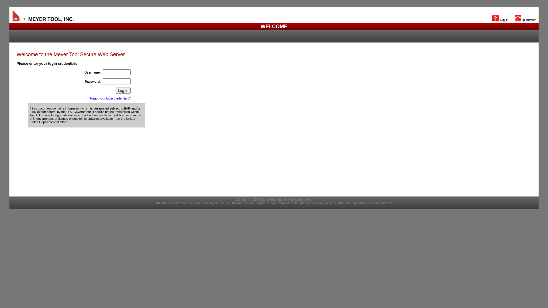 website screenshot of http://secure.meyertool.com/