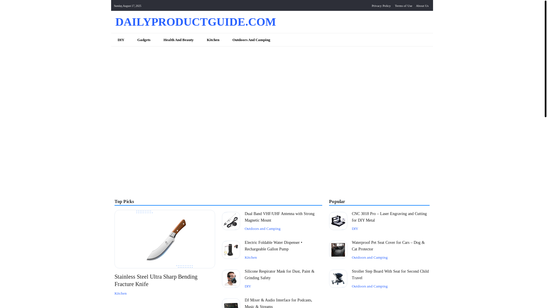 website screenshot of https://dailyproductguide.com/