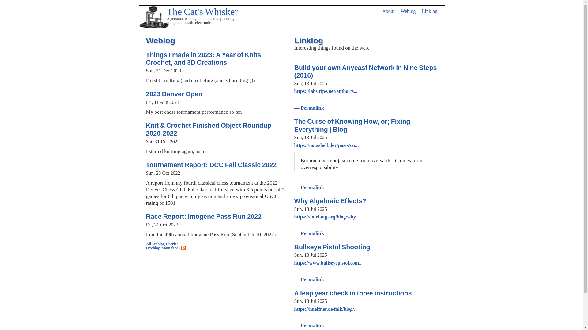 website screenshot of https://catswhisker.xyz/