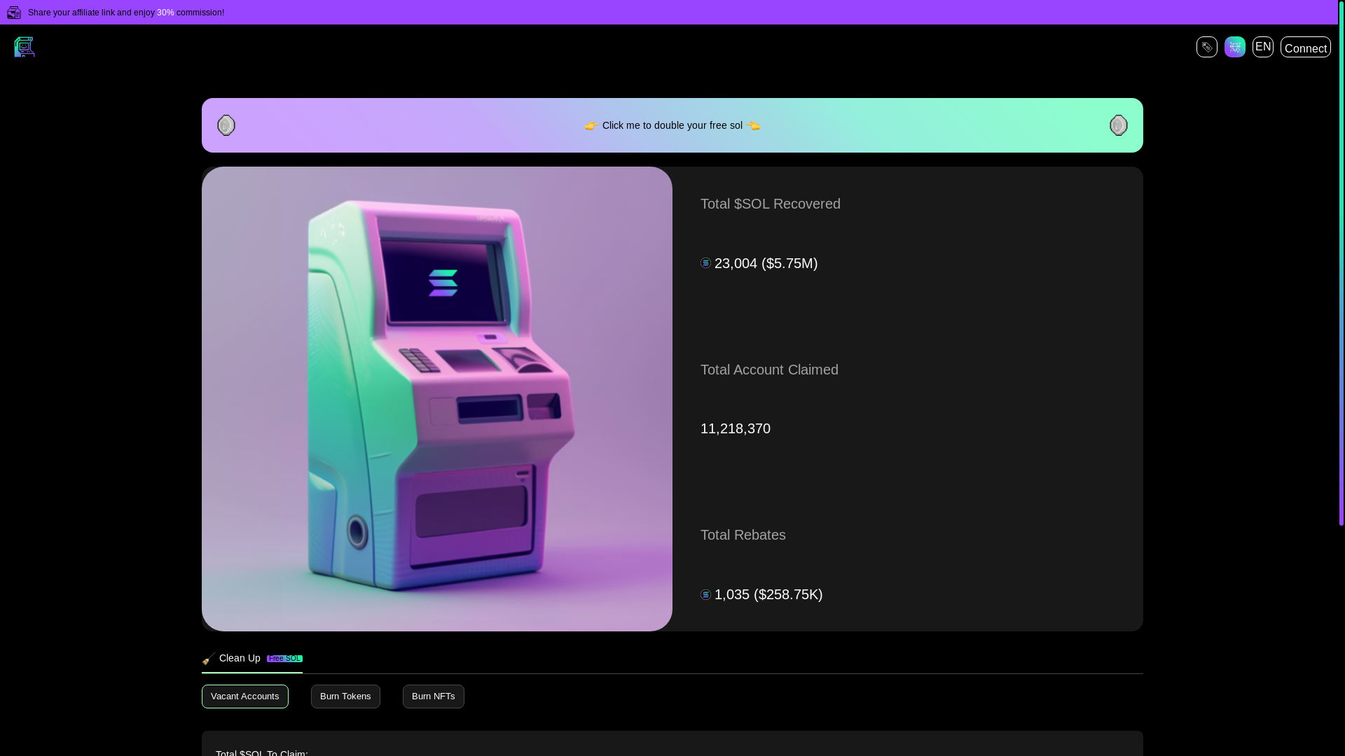 website screenshot of https://claimfeesol.com/