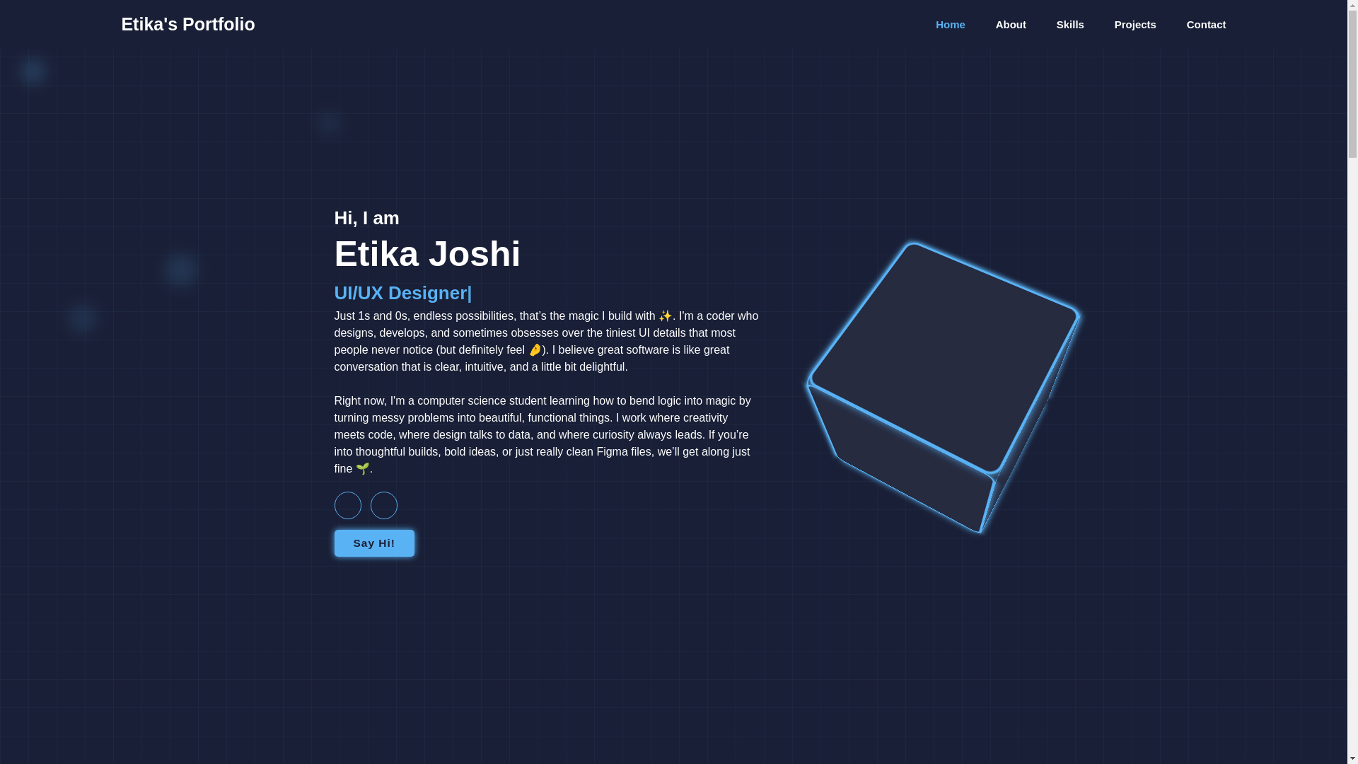 website screenshot of https://etikajoshi.com/