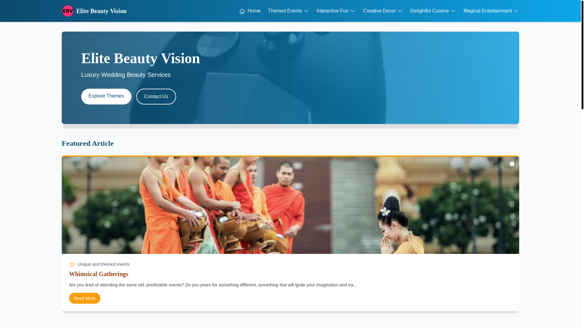 website screenshot of https://weddingvisionelite.beauty/