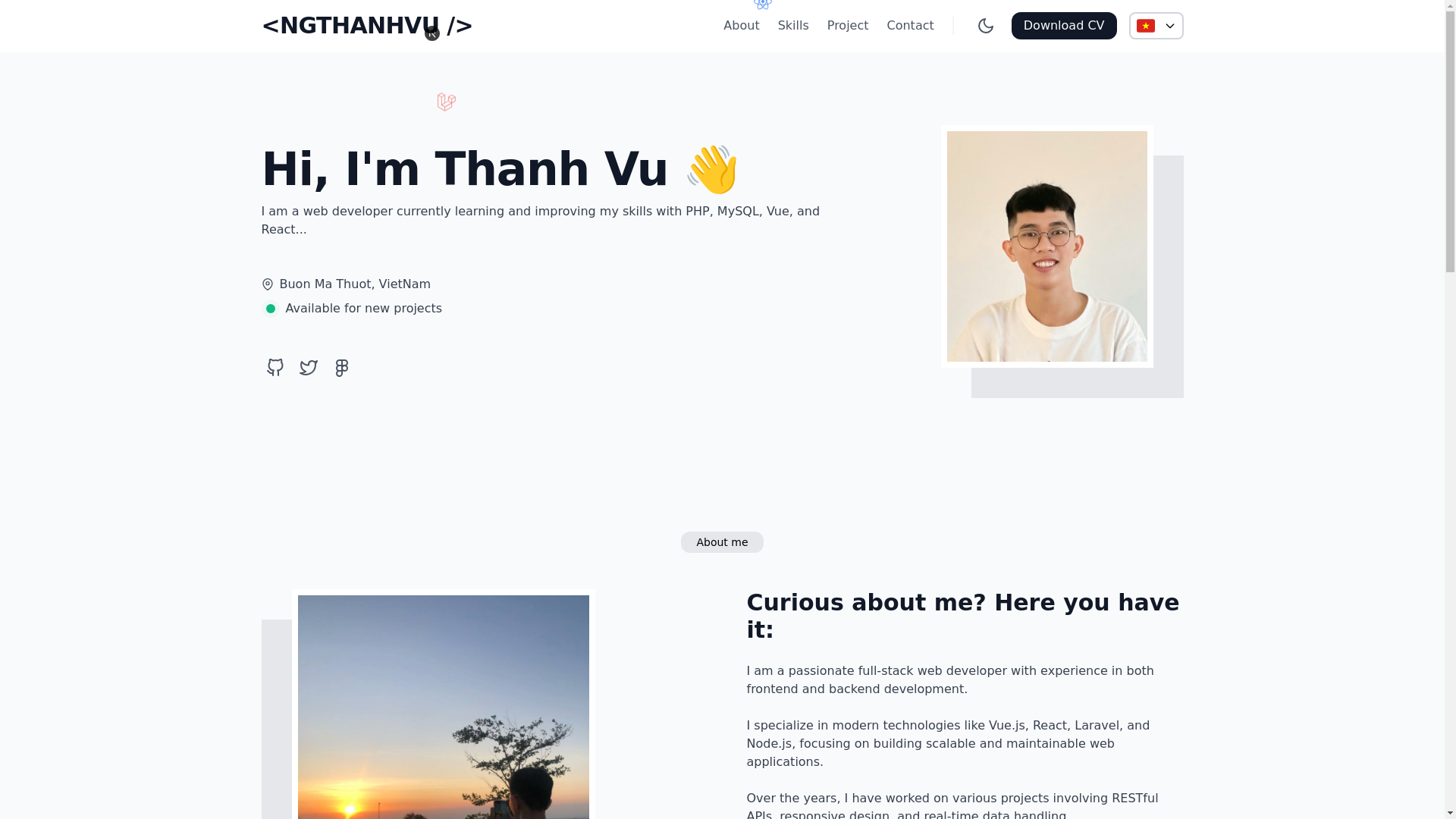website screenshot of https://ngthanhvu.click/