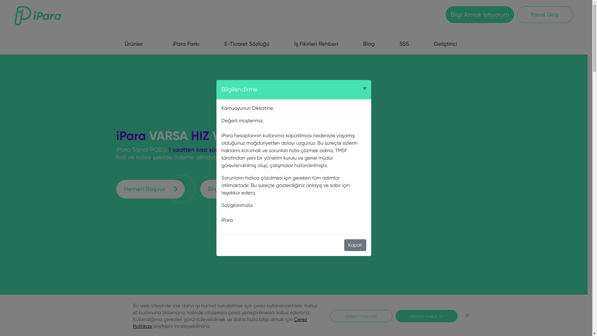 website screenshot of https://www.ipara.com.tr/