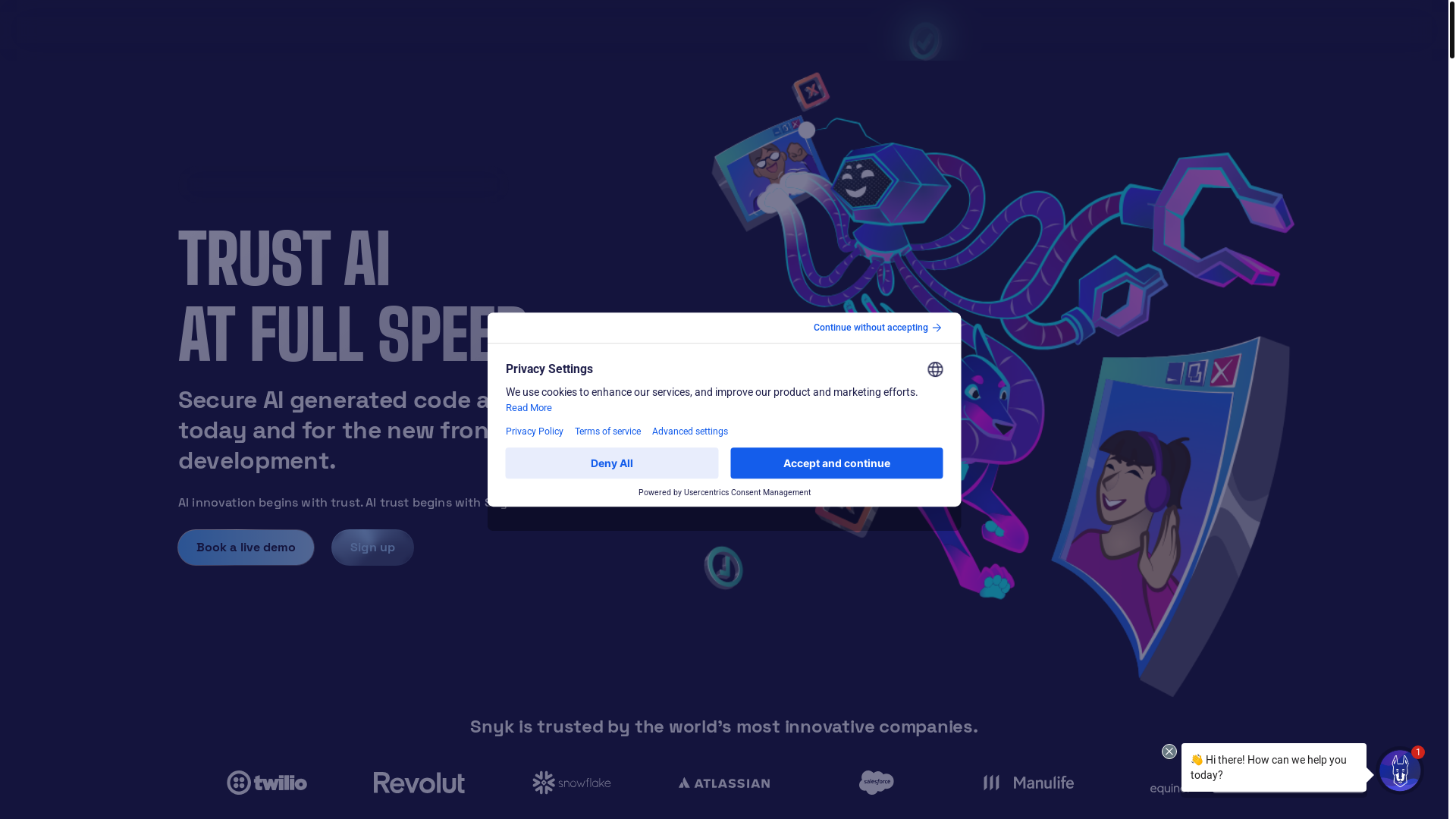 website screenshot of https://snyk.io/
