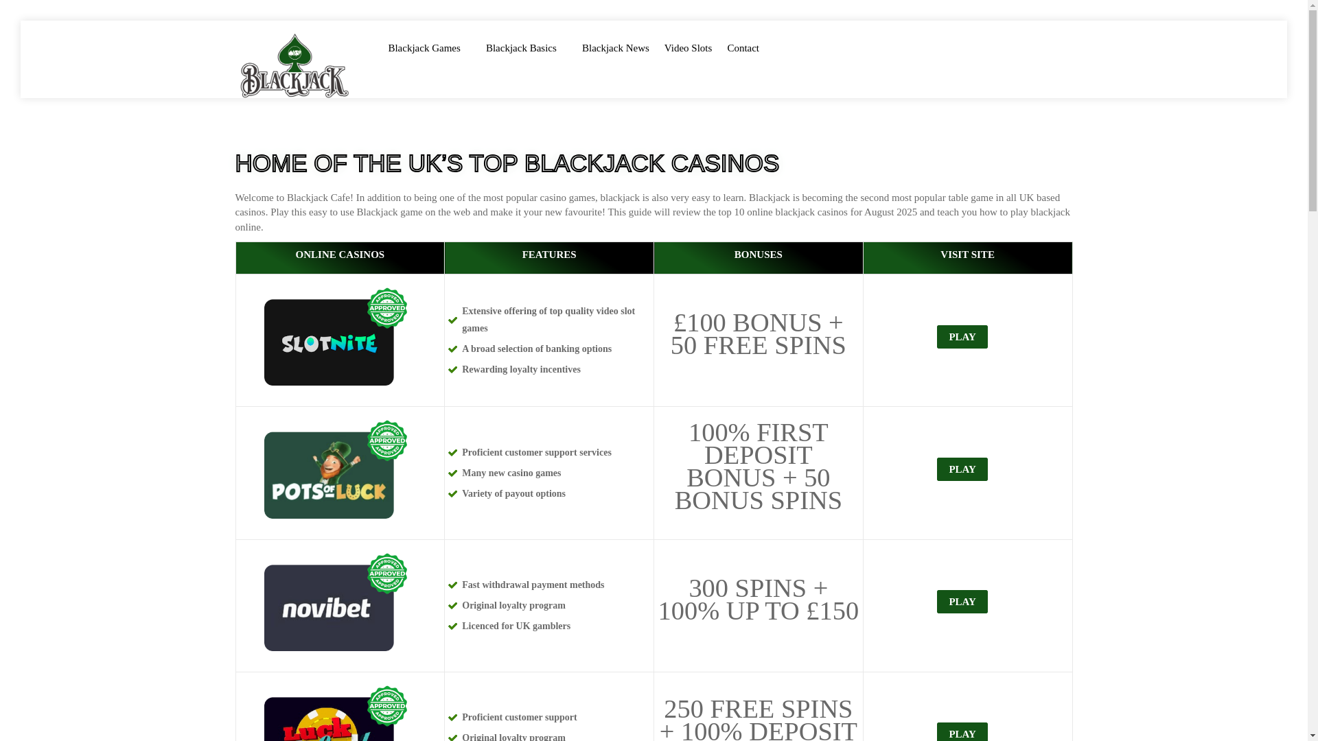 website screenshot of https://blackjackcafe.pages.dev/
