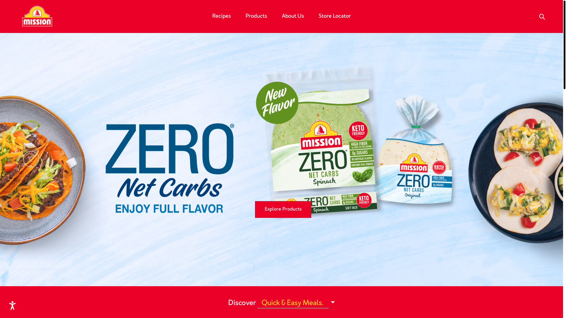 website screenshot of https://missionfoods.ca/