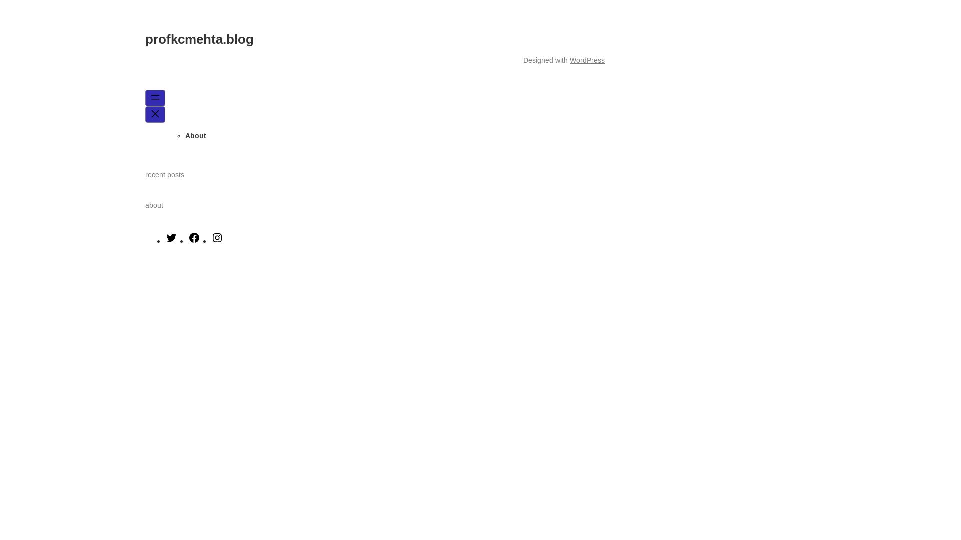 website screenshot of https://profkcmehta.blog/