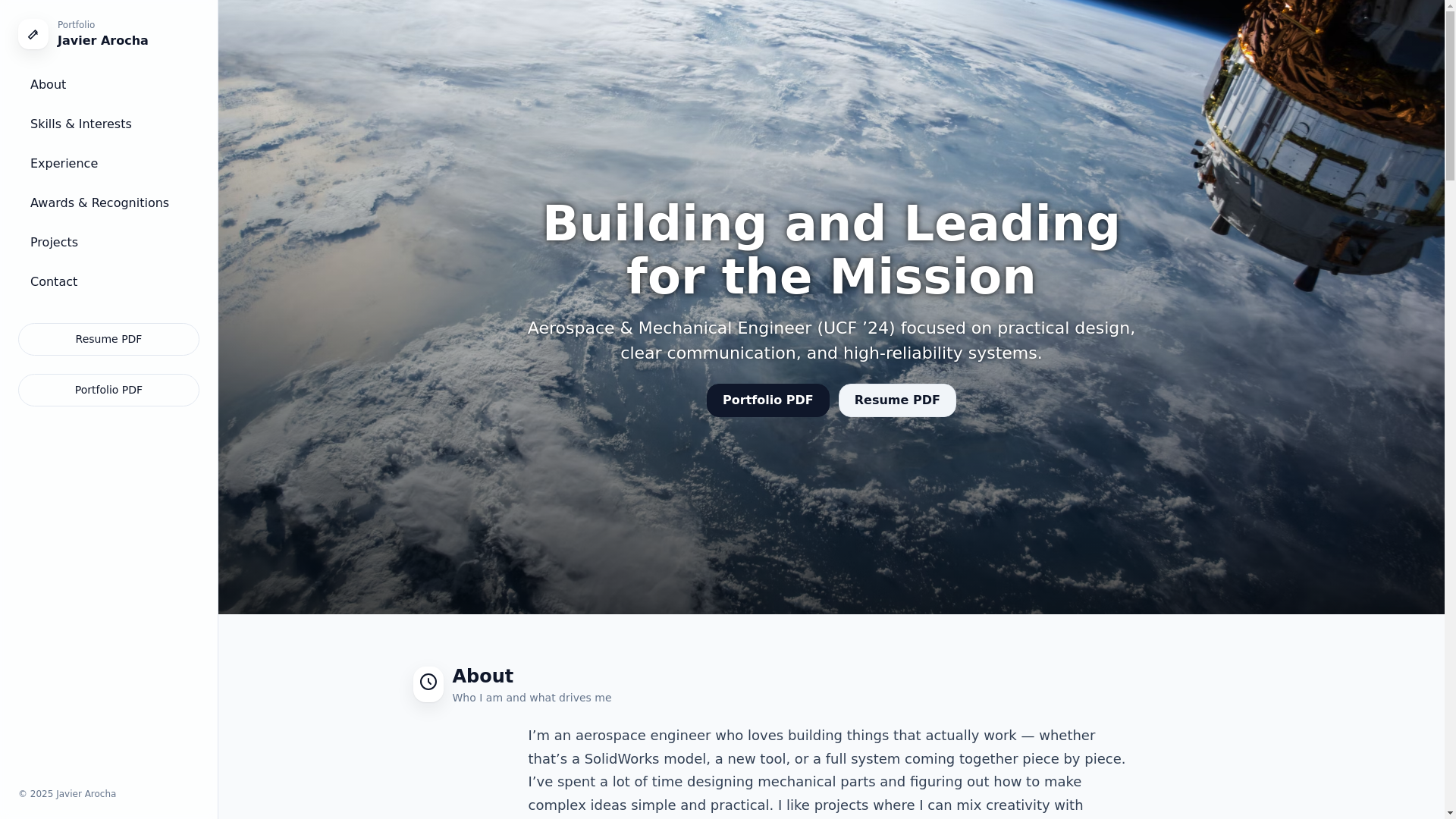 website screenshot of https://javierarocha.me/