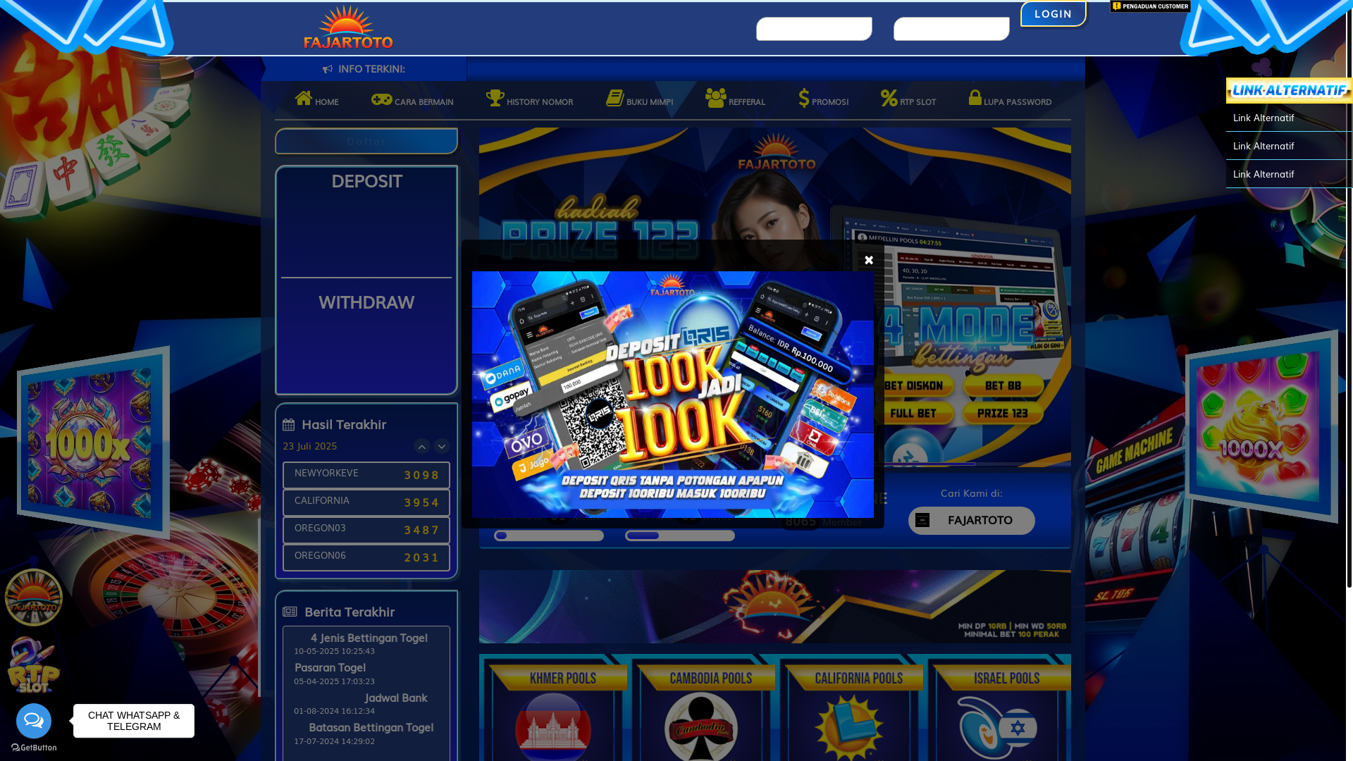 website screenshot of https://fajartoto037.com/