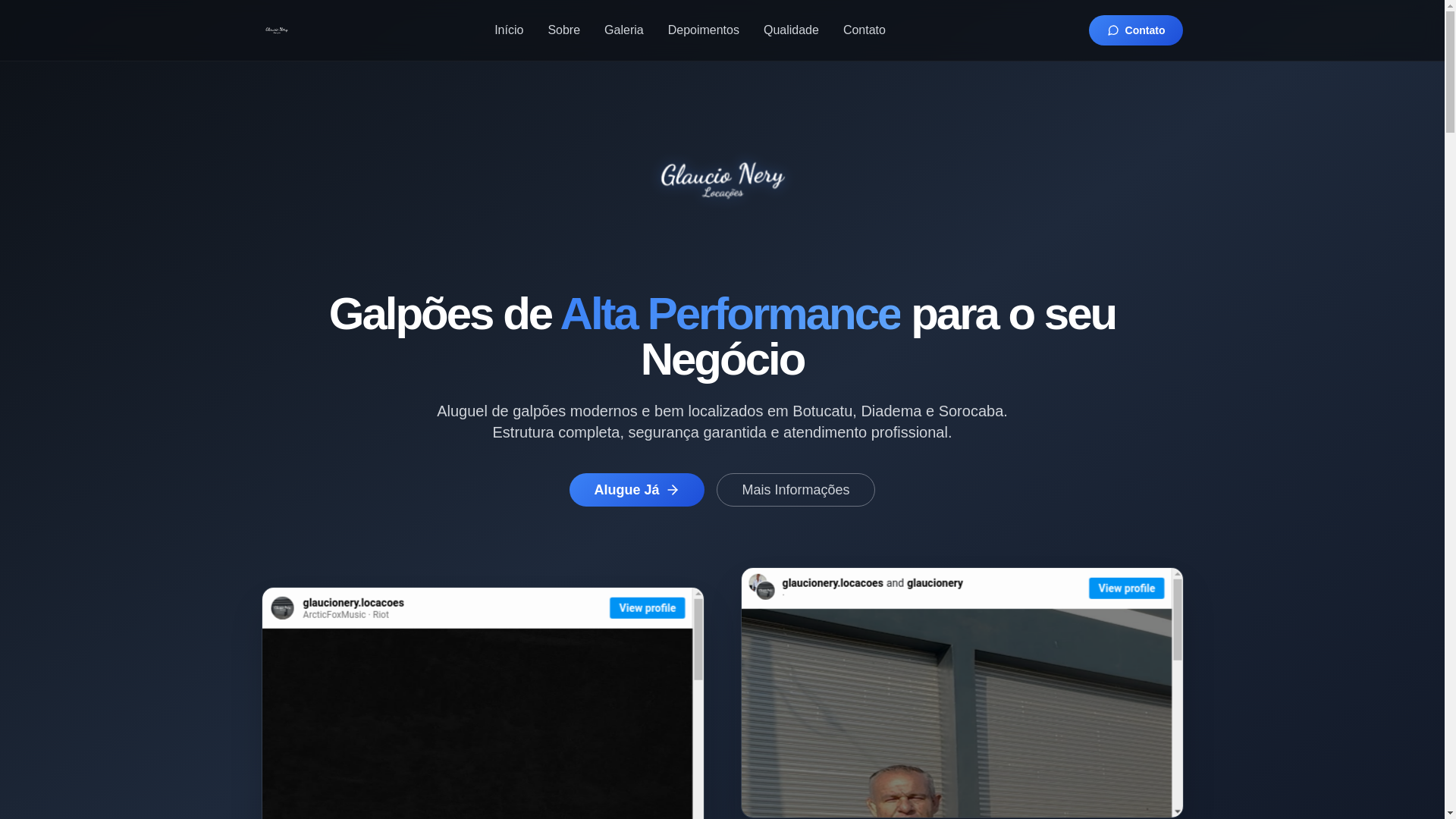 website screenshot of https://nerylocacoes.com.br/