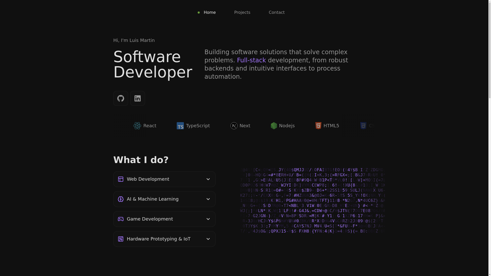 website screenshot of https://luismartin.dev/