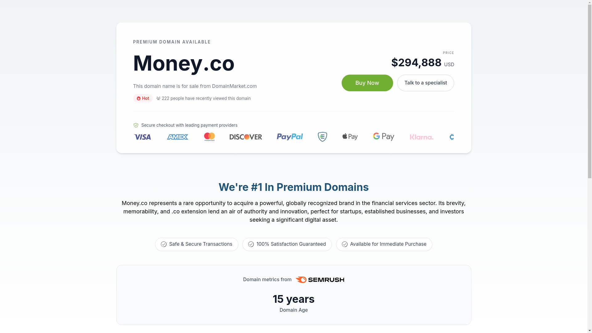 website screenshot of https://money.co