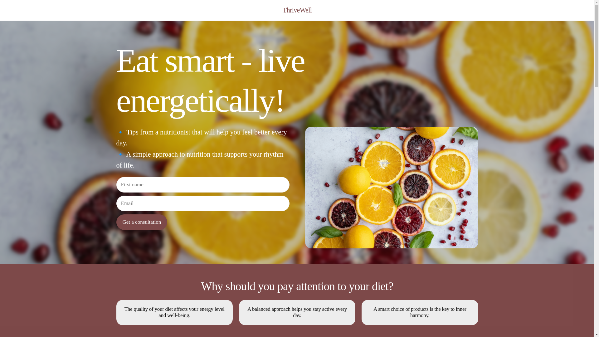 website screenshot of https://thrivewella.info/