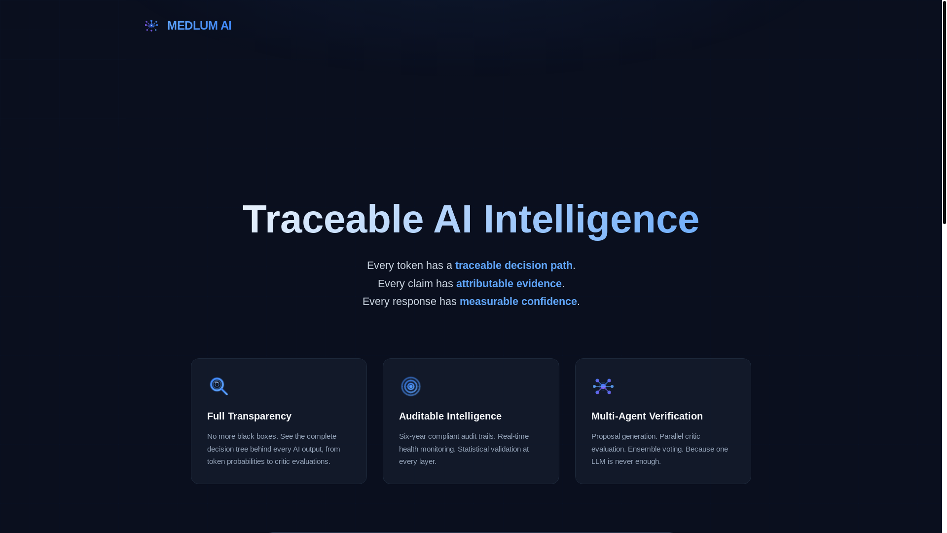 website screenshot of https://medlumai.com/