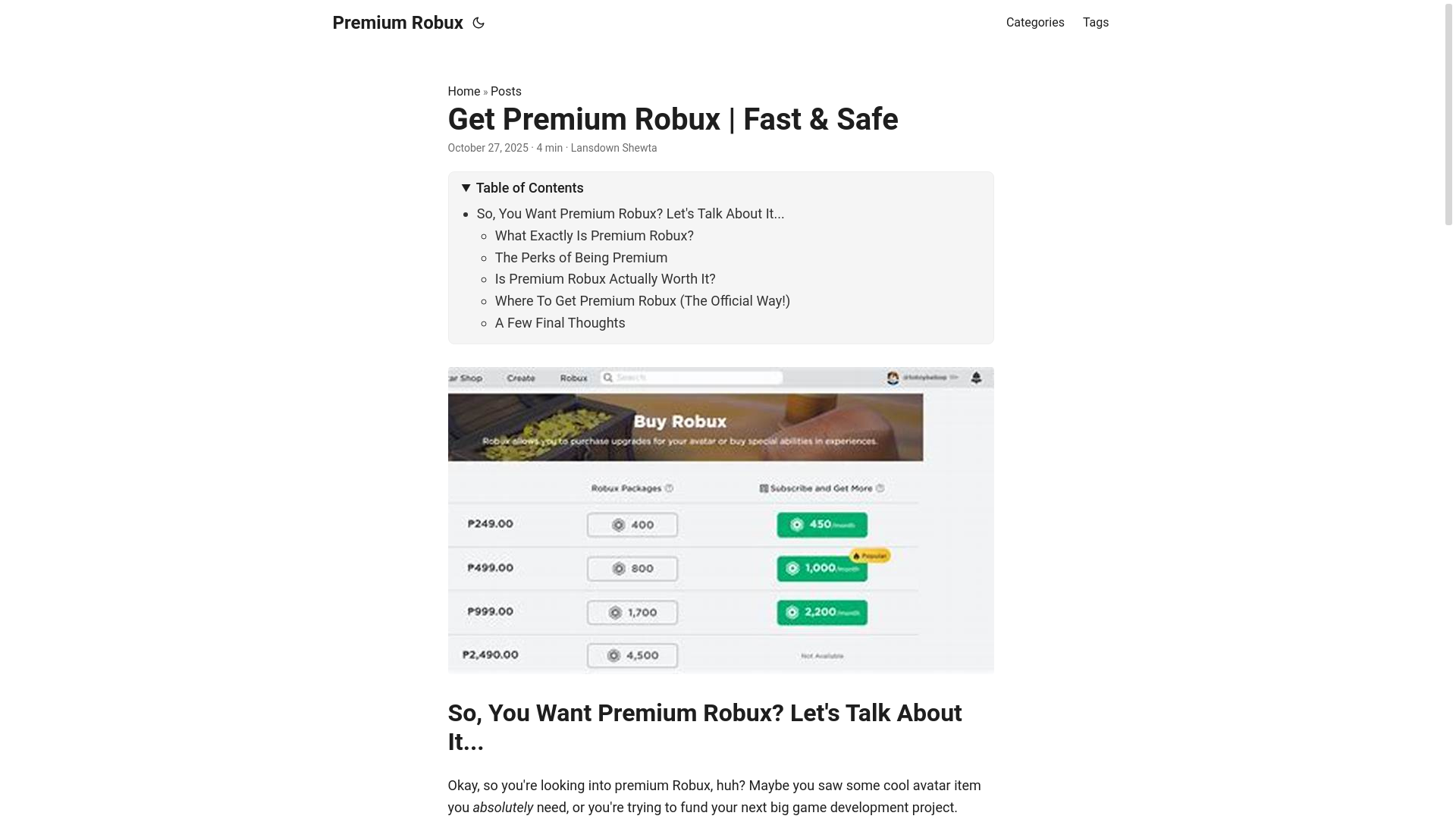 website screenshot of https://premium-robux.pages.dev/