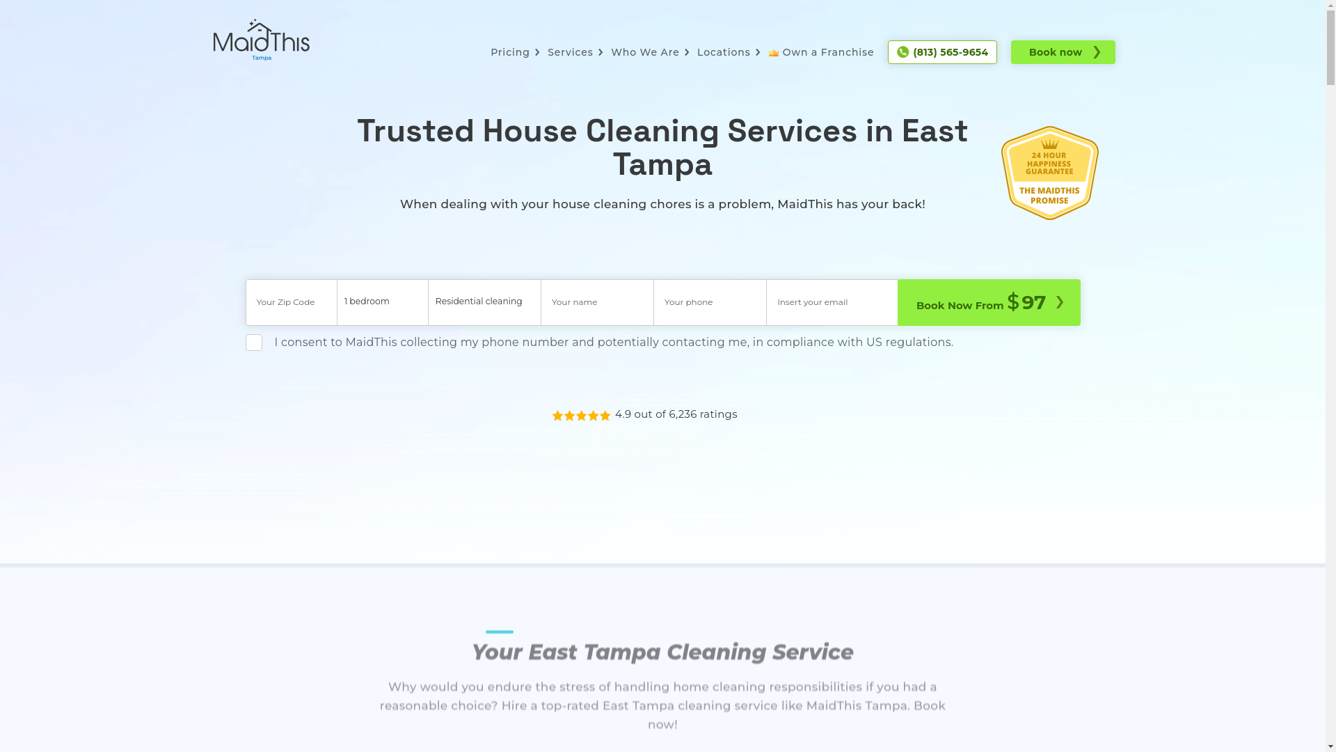 website screenshot of https://maidsthis-east-tampa.com/