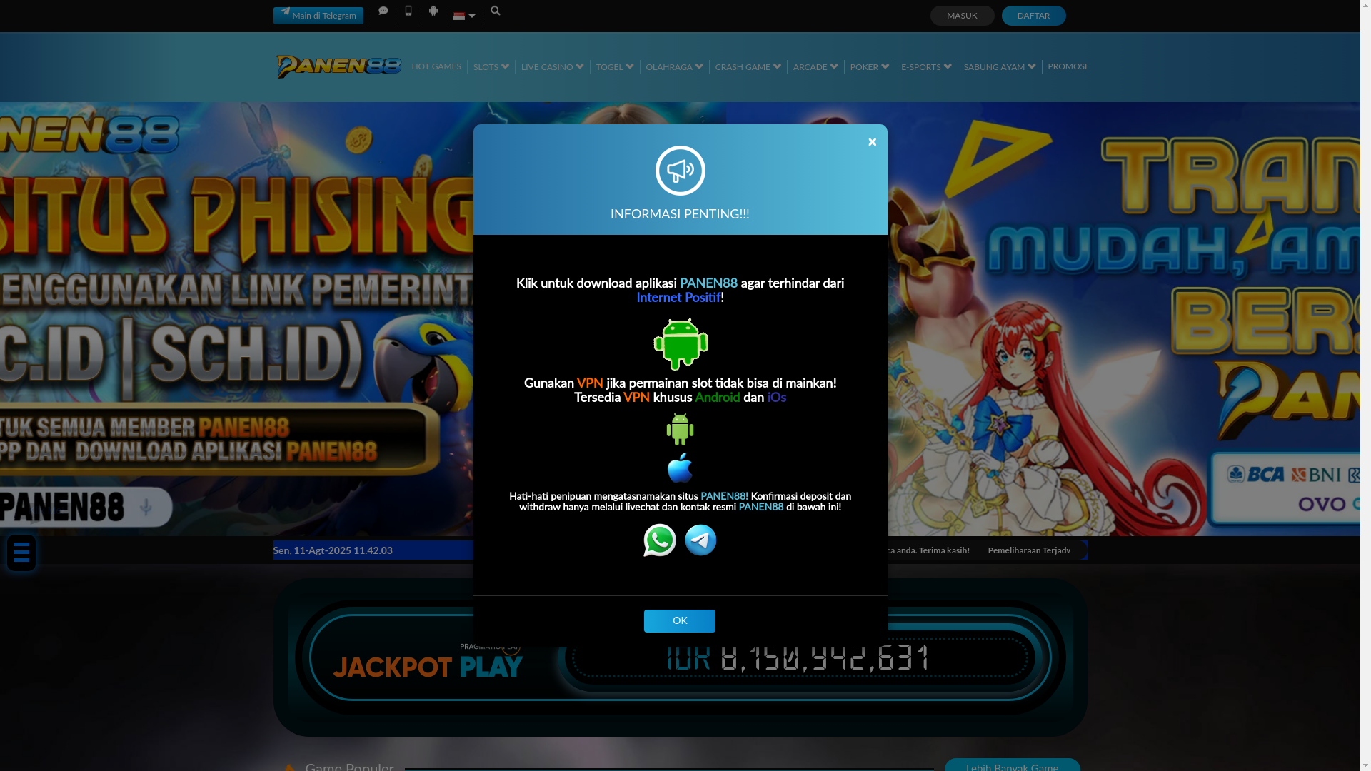 website screenshot of https://panen88ganteng.top/