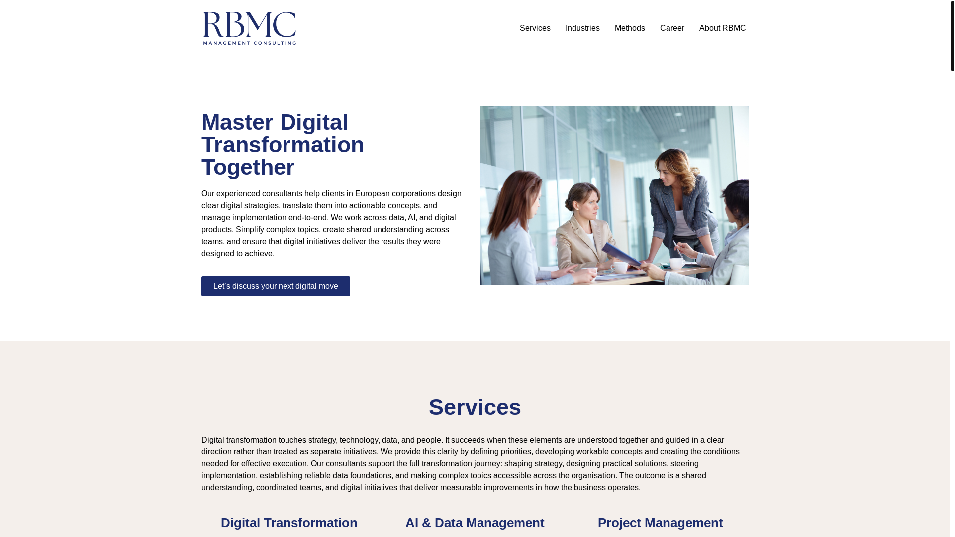 website screenshot of https://rbmc-consulting.de/