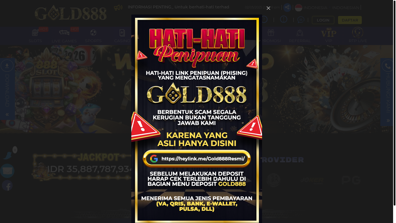 website screenshot of https://gold888nett.icu/