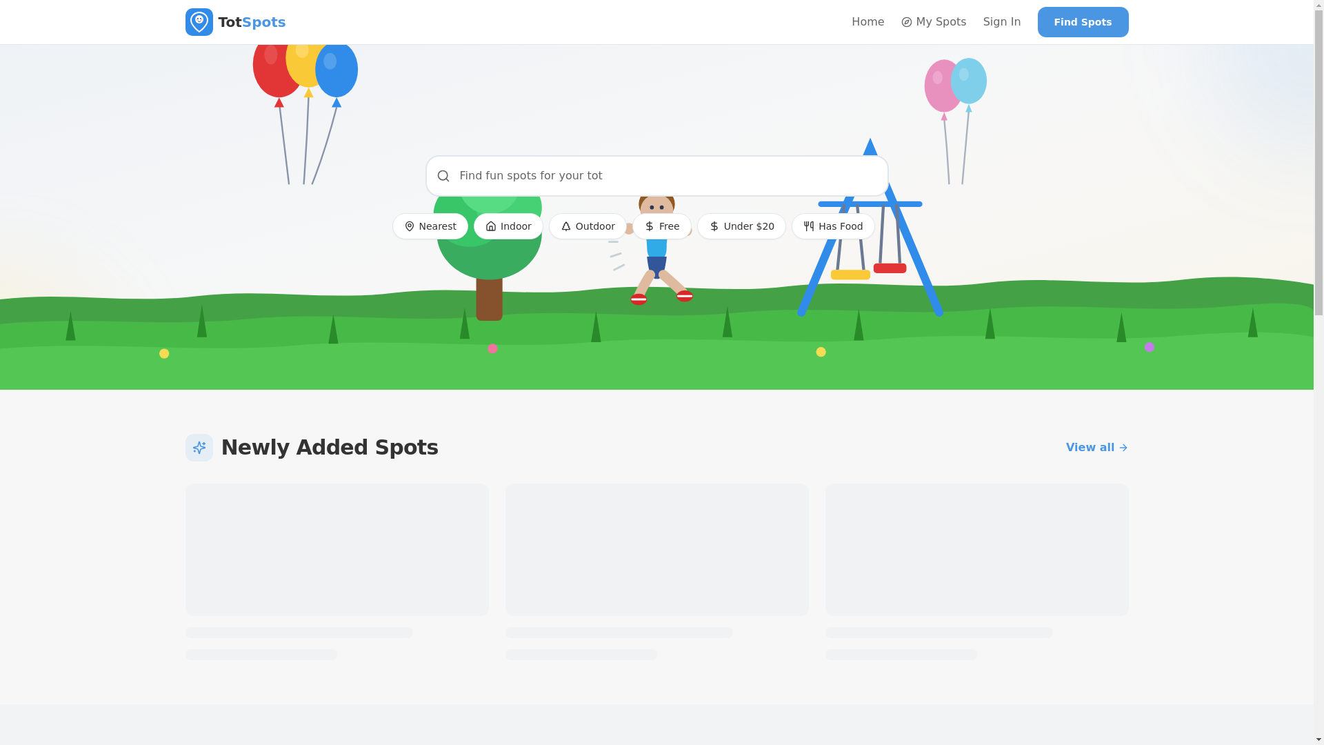 website screenshot of https://findtotspots.com/