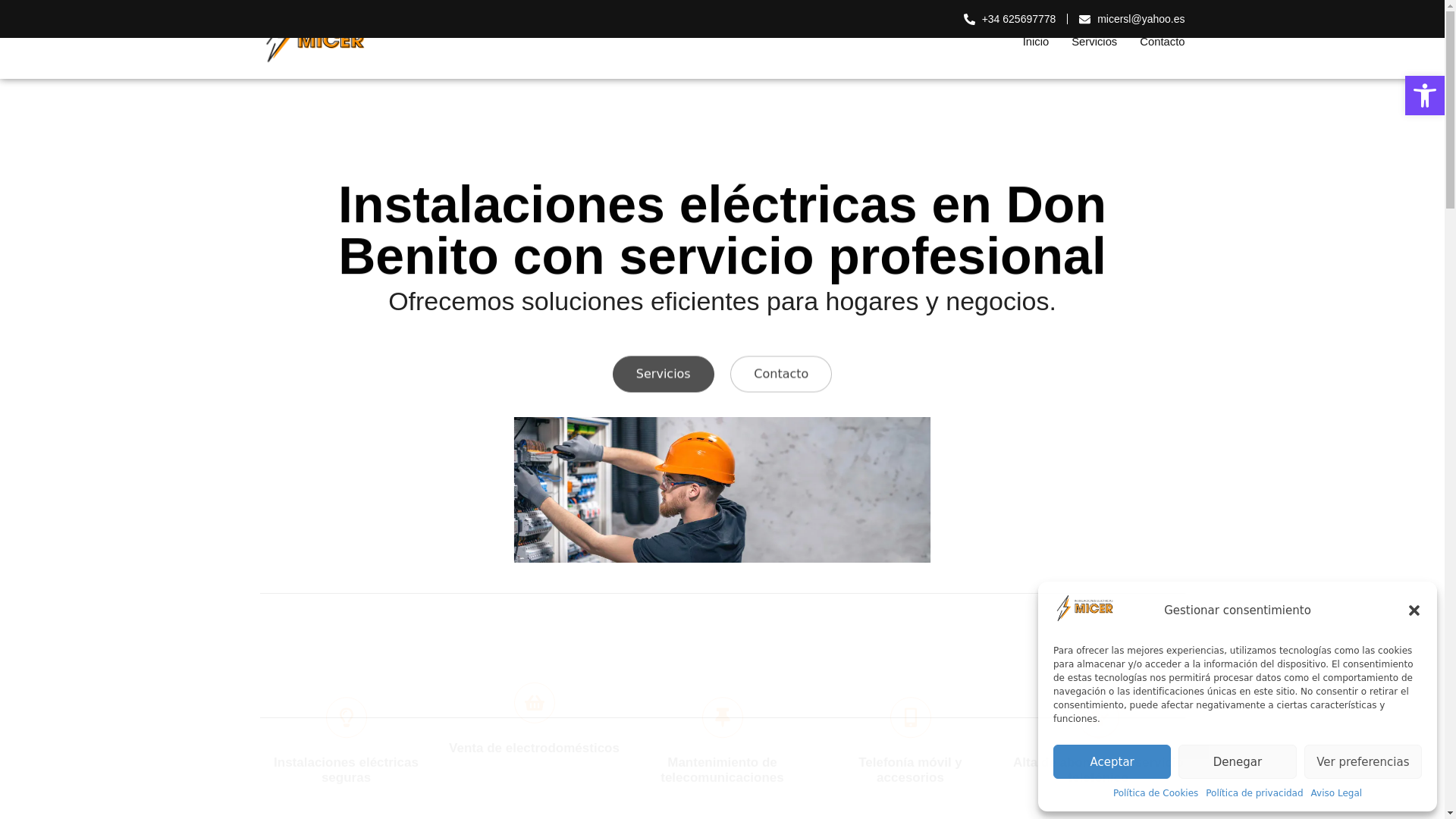 website screenshot of https://instalacioneselectricasmicer.es/