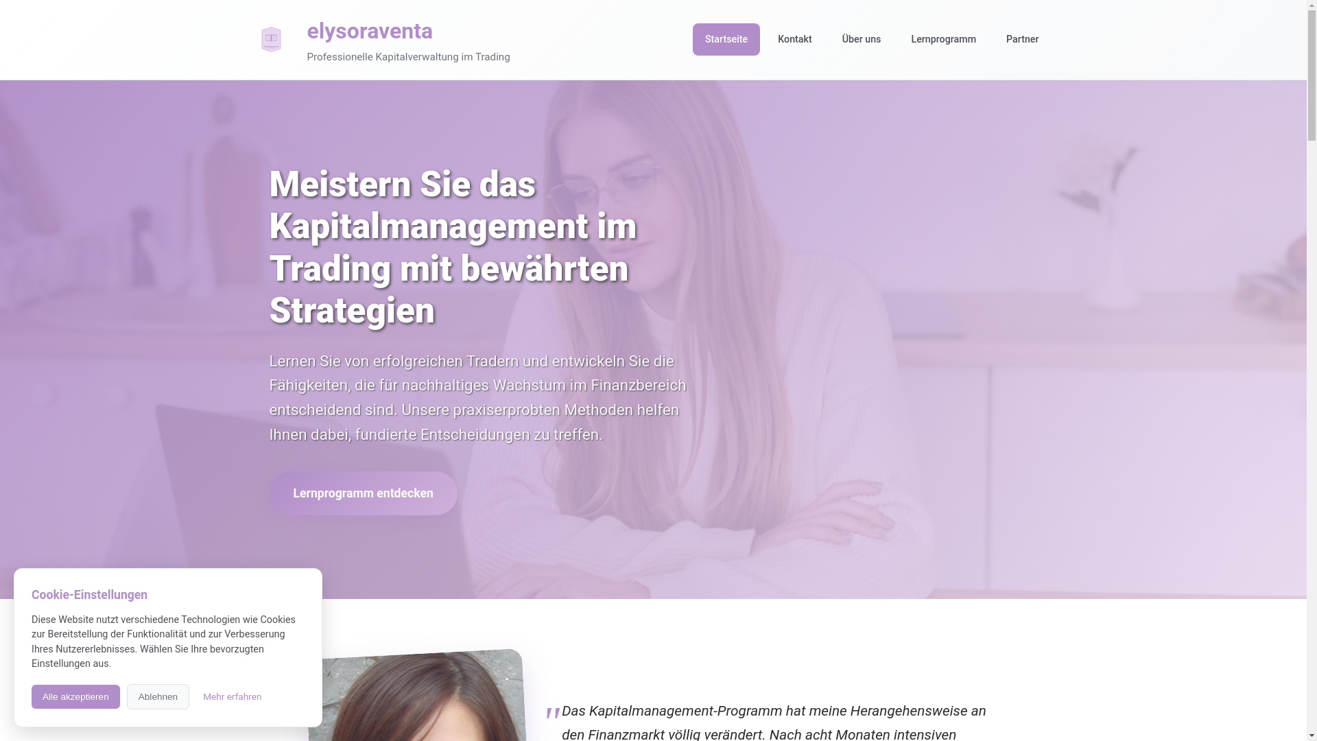 website screenshot of https://elysoraventa.com/