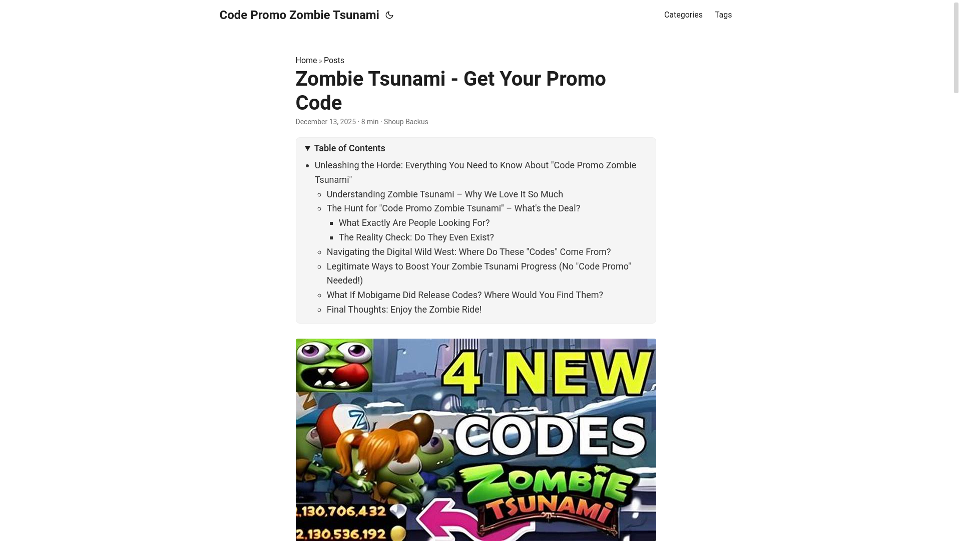 website screenshot of https://codepromozombietsunami.pages.dev/