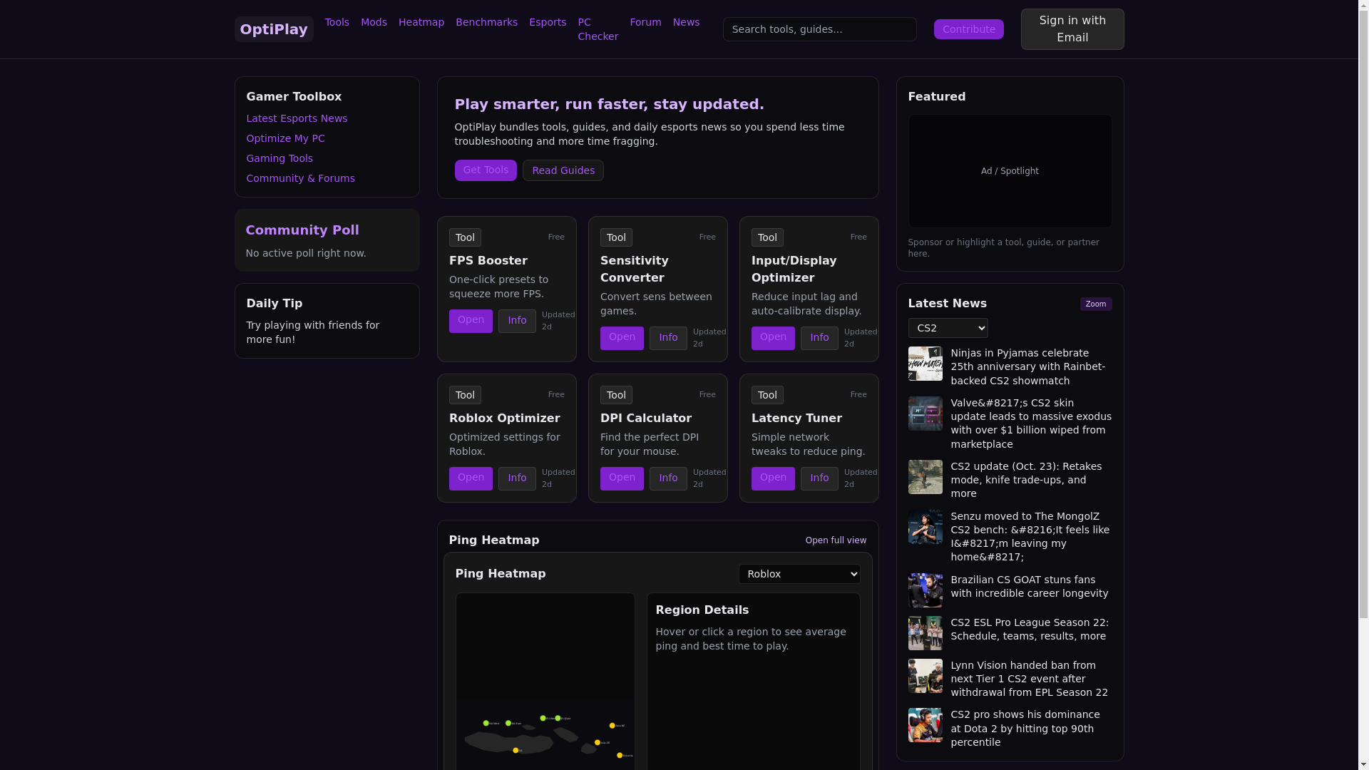 website screenshot of https://optiplay.space/