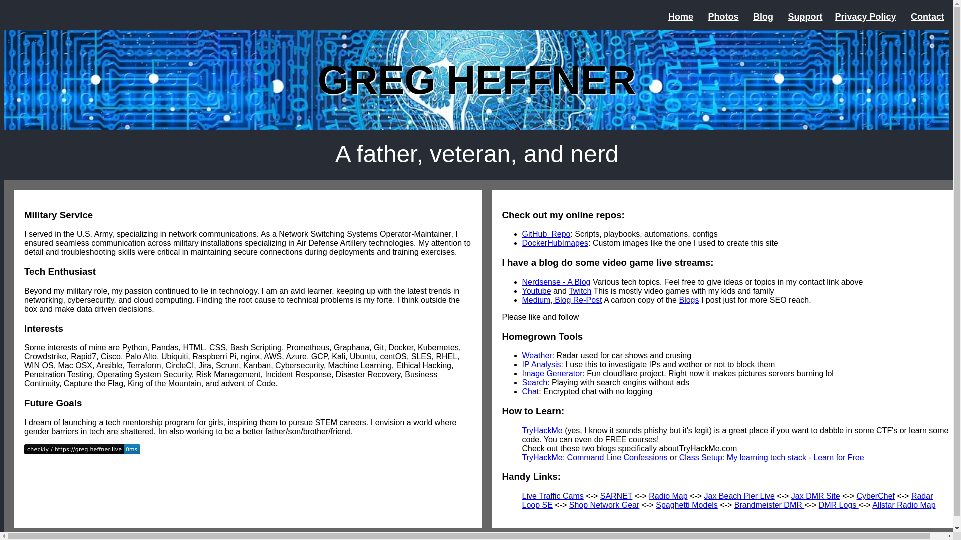 website screenshot of https://greg.heffner.live/