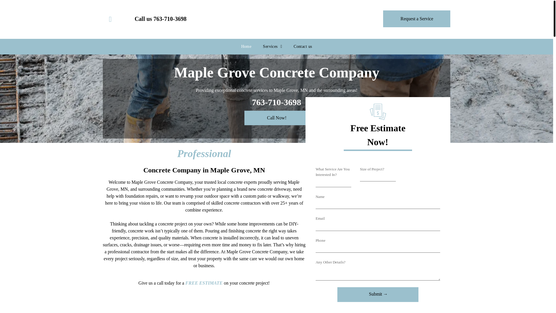 website screenshot of https://maplegroveconcretecompany.com/