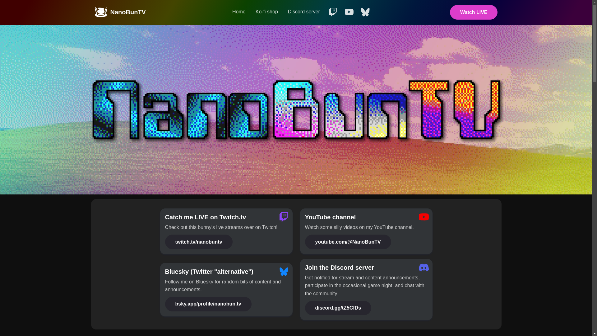 website screenshot of https://nanobuntv.pages.dev/