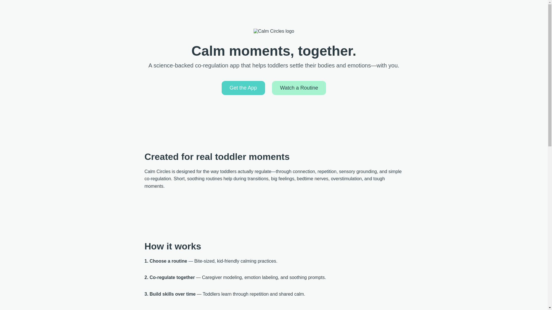 website screenshot of https://calmcircles.app/