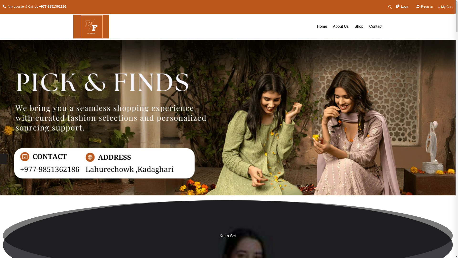 website screenshot of https://pickandfinds.com/