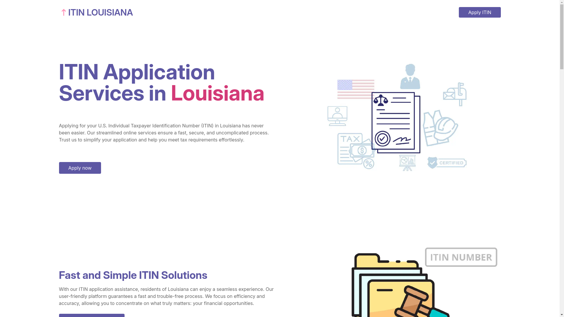 website screenshot of https://itinapplicationlouisiana.com/