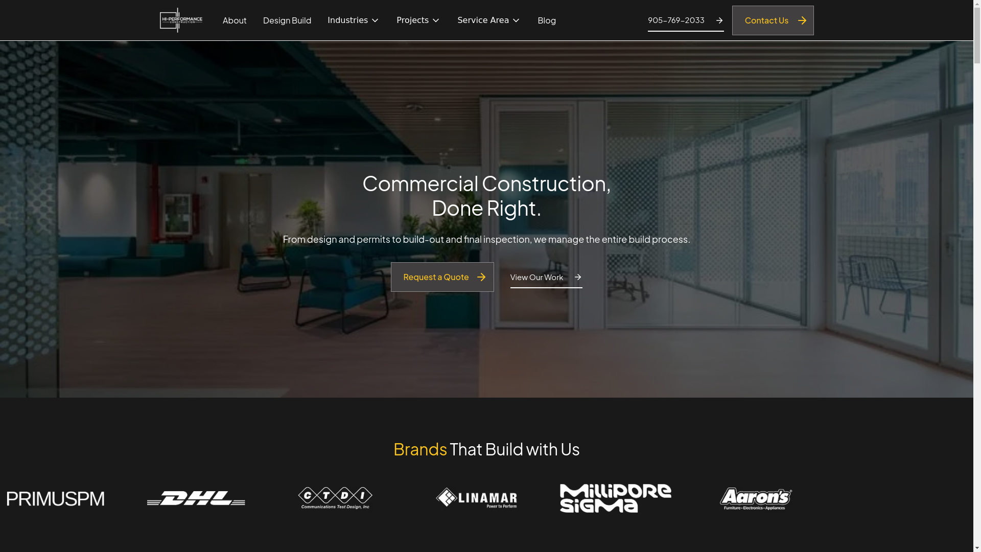 website screenshot of https://hi-performanceconstruction.ca/