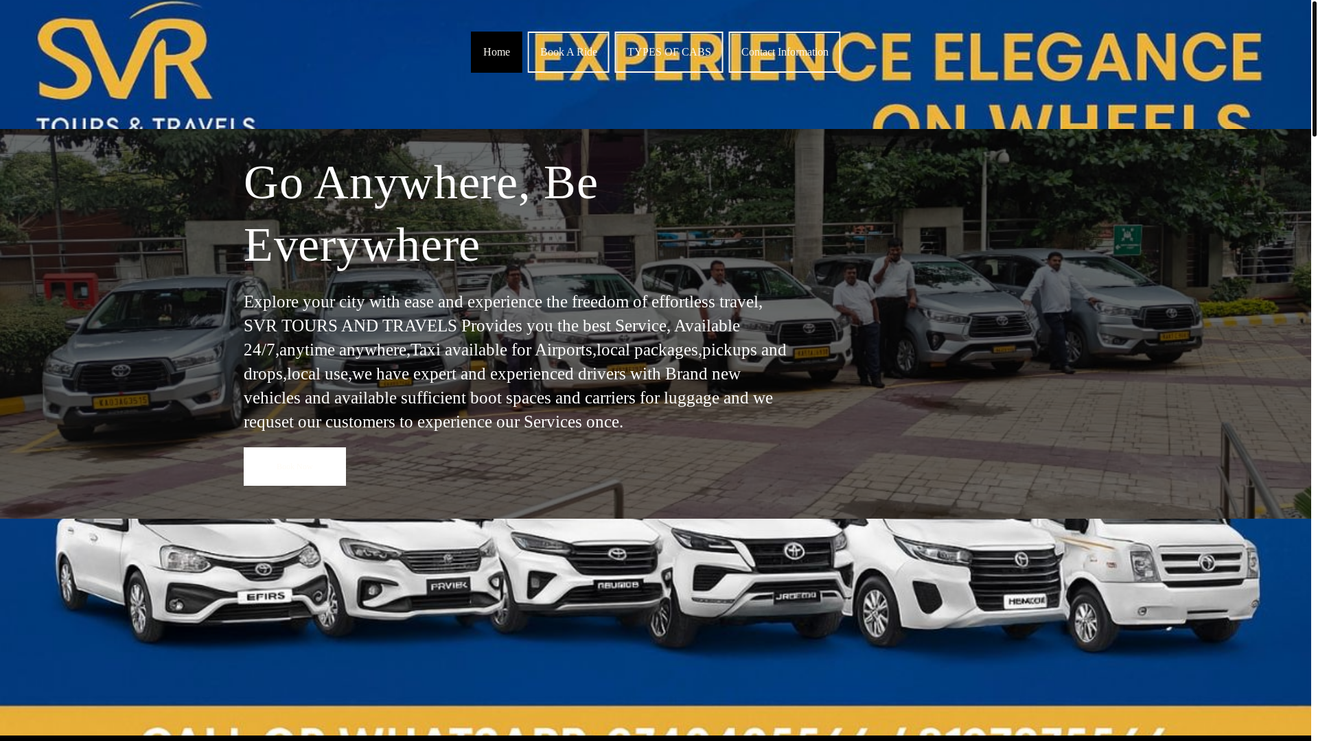 website screenshot of https://svrtoursandtravels.co.in/