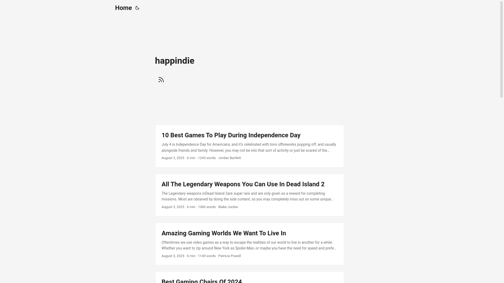 website screenshot of https://happindie.pages.dev/