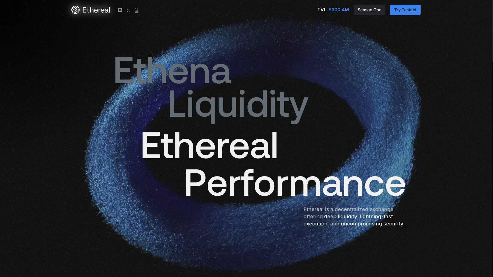 website screenshot of https://etherealtrade.xyz/