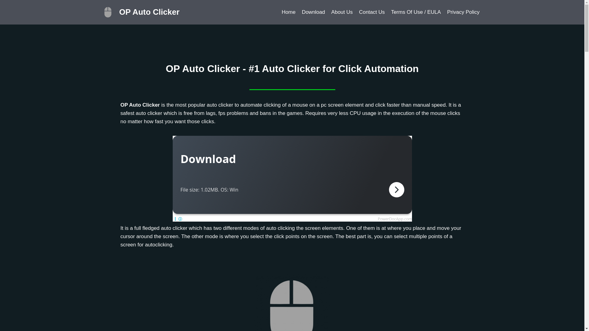 website screenshot of https://opautoclicker.dev/#google_vignette