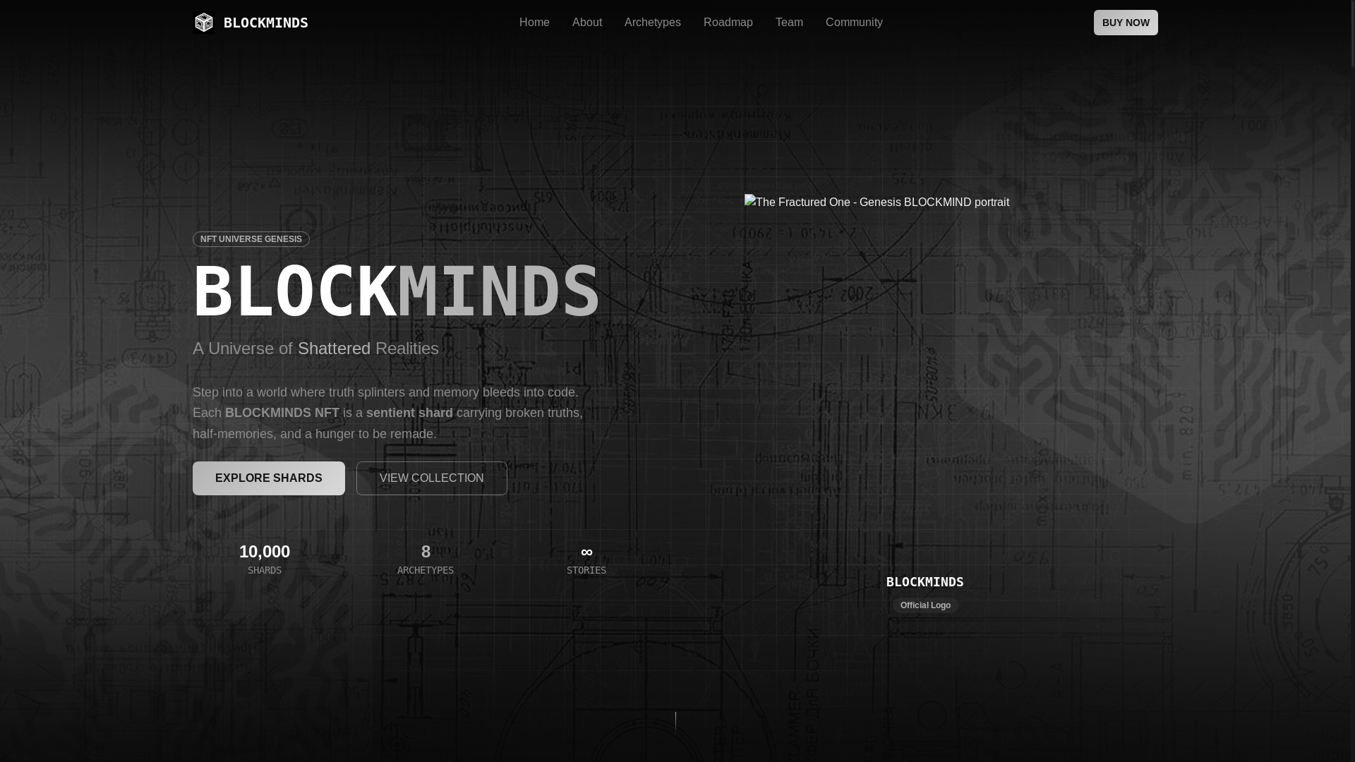 website screenshot of https://theblockminds.com/