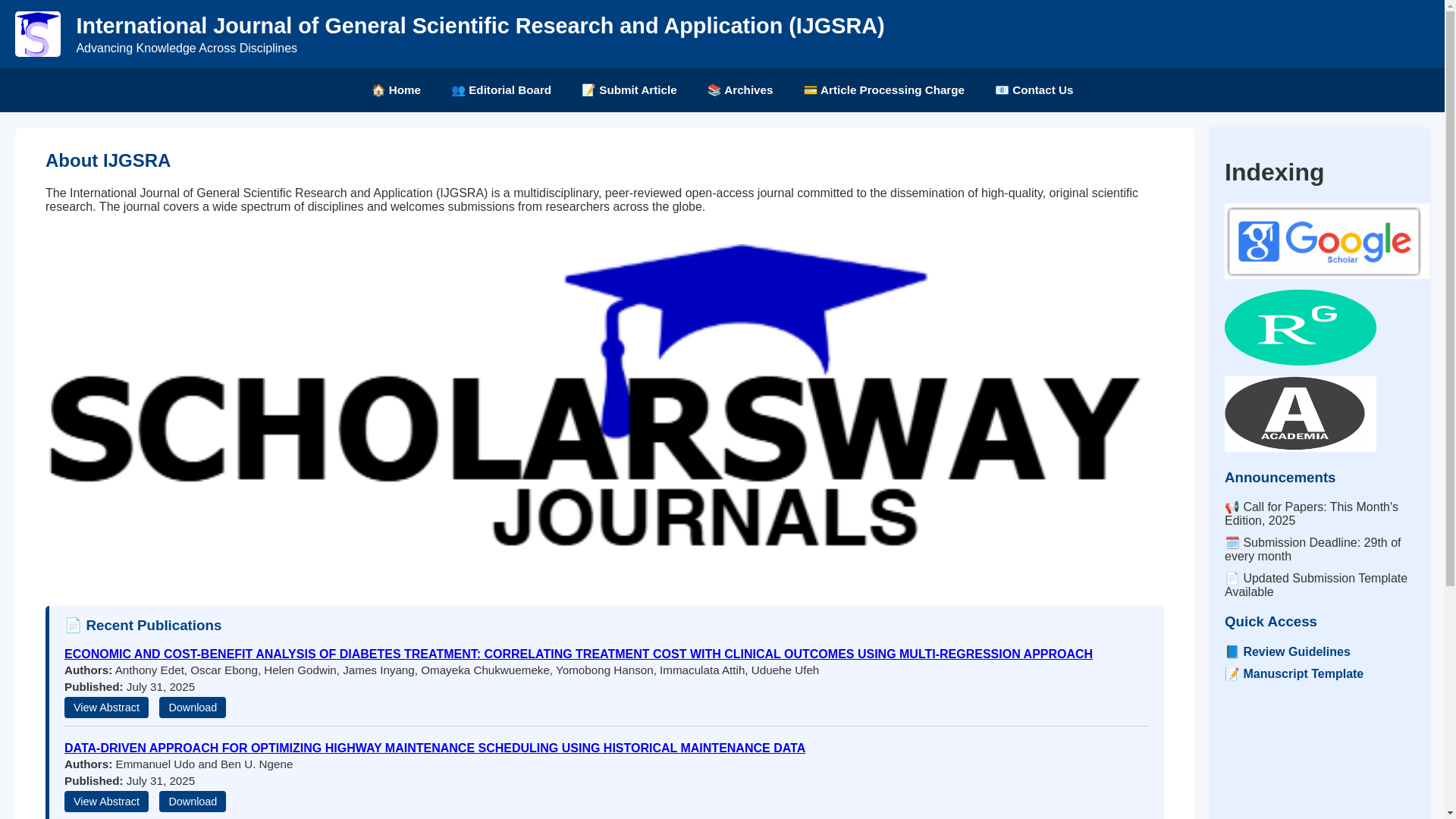 website screenshot of https://scholarswayjournals.com.ng/