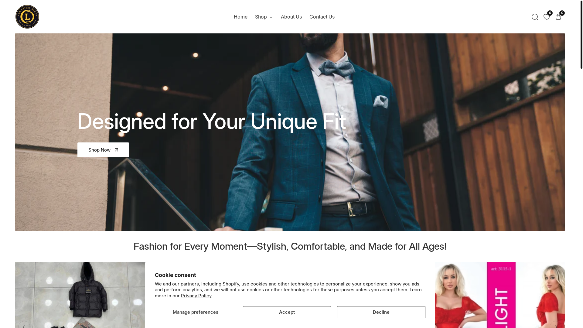 website screenshot of https://lowpricesgroup.fr/