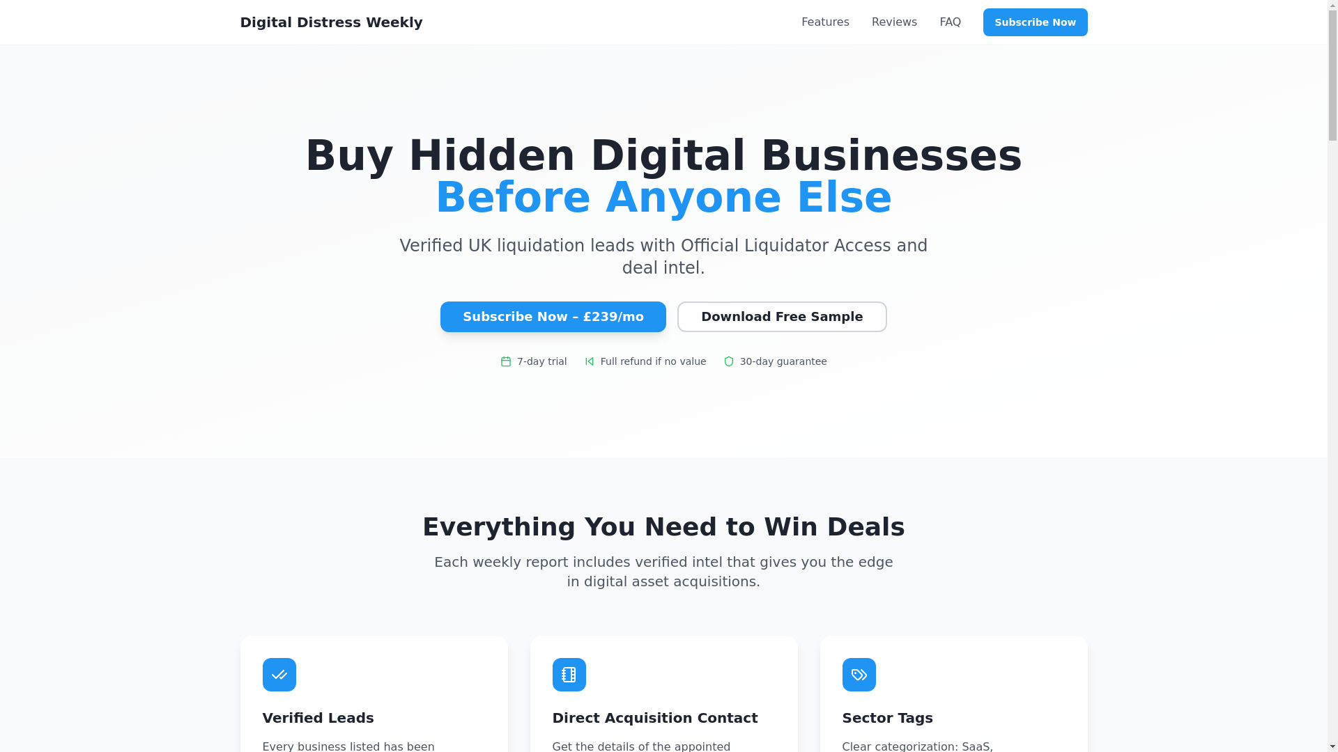website screenshot of https://liquidationleads.com/